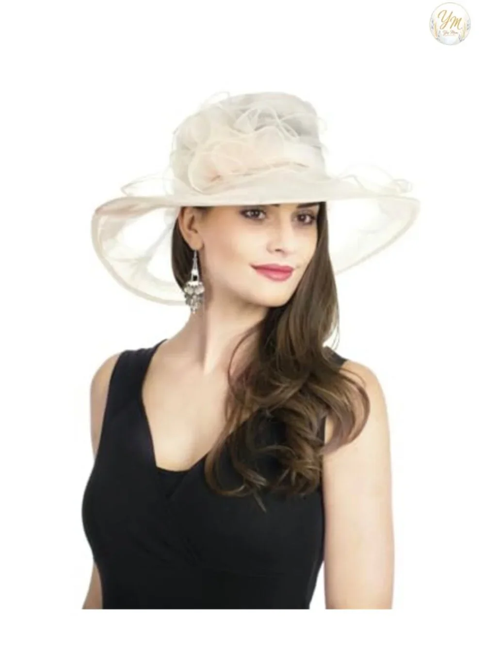 Women's Organza Wide Brim Fascinator Hat Church Wedding Tea Party Sun Hat